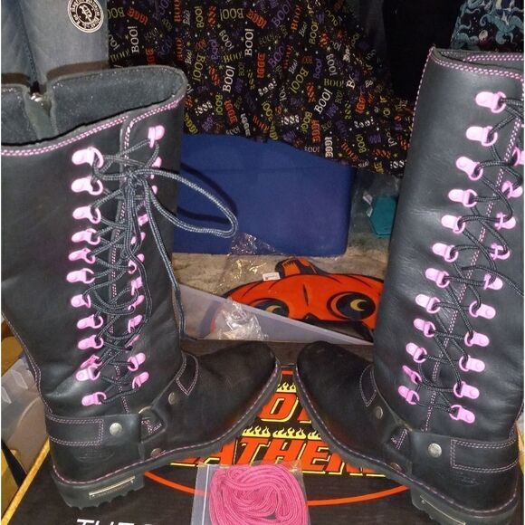 Pink & Black Biker Boots - Picture 15 of 16
